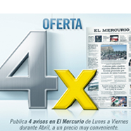 En abril publica con la promoción “4x” en El Mercurio